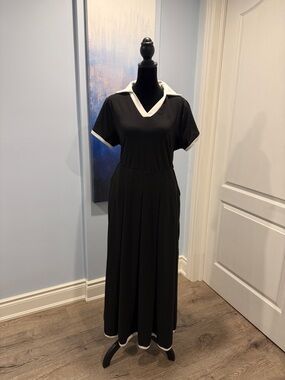 SHEIN Black Maxi Dress with White Trim
